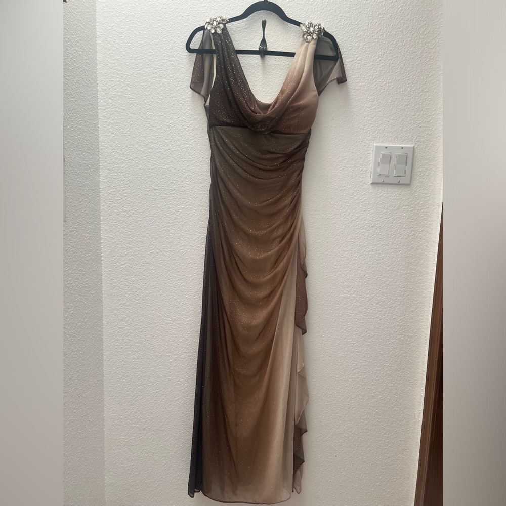 Betsy & Adam Formal Gown Brown Ombré sz 12